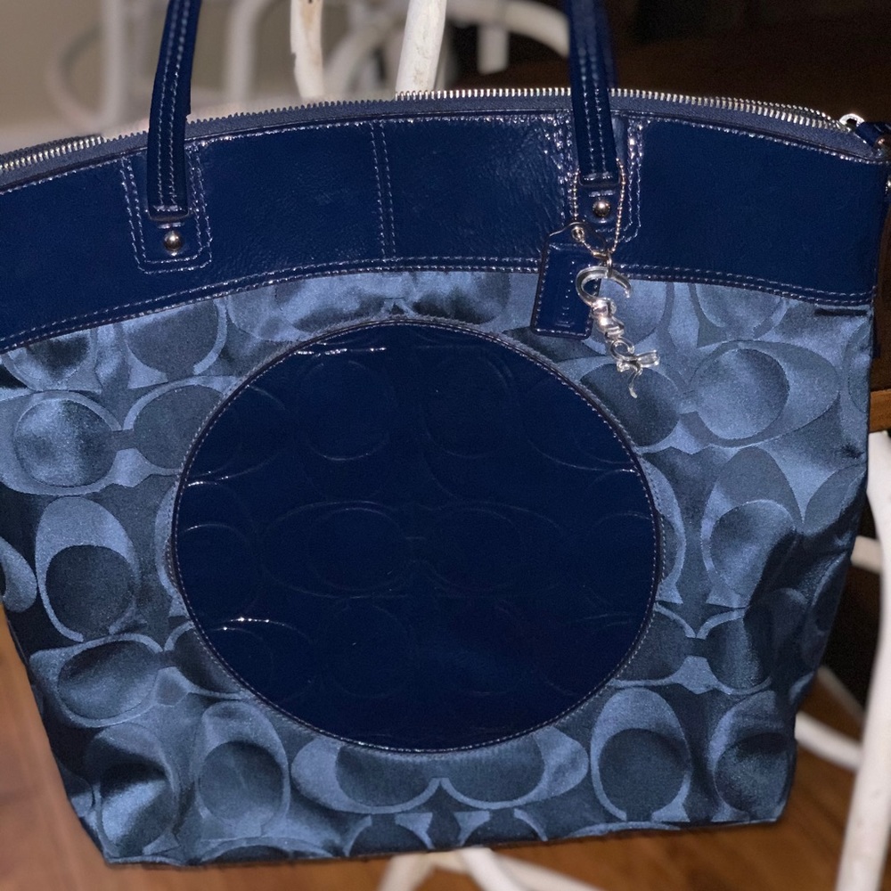 Coach navy blue tote